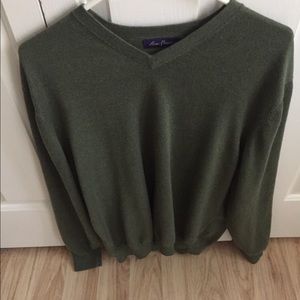 Alan Flusser Dark Green V-neck Sweater Mens XL